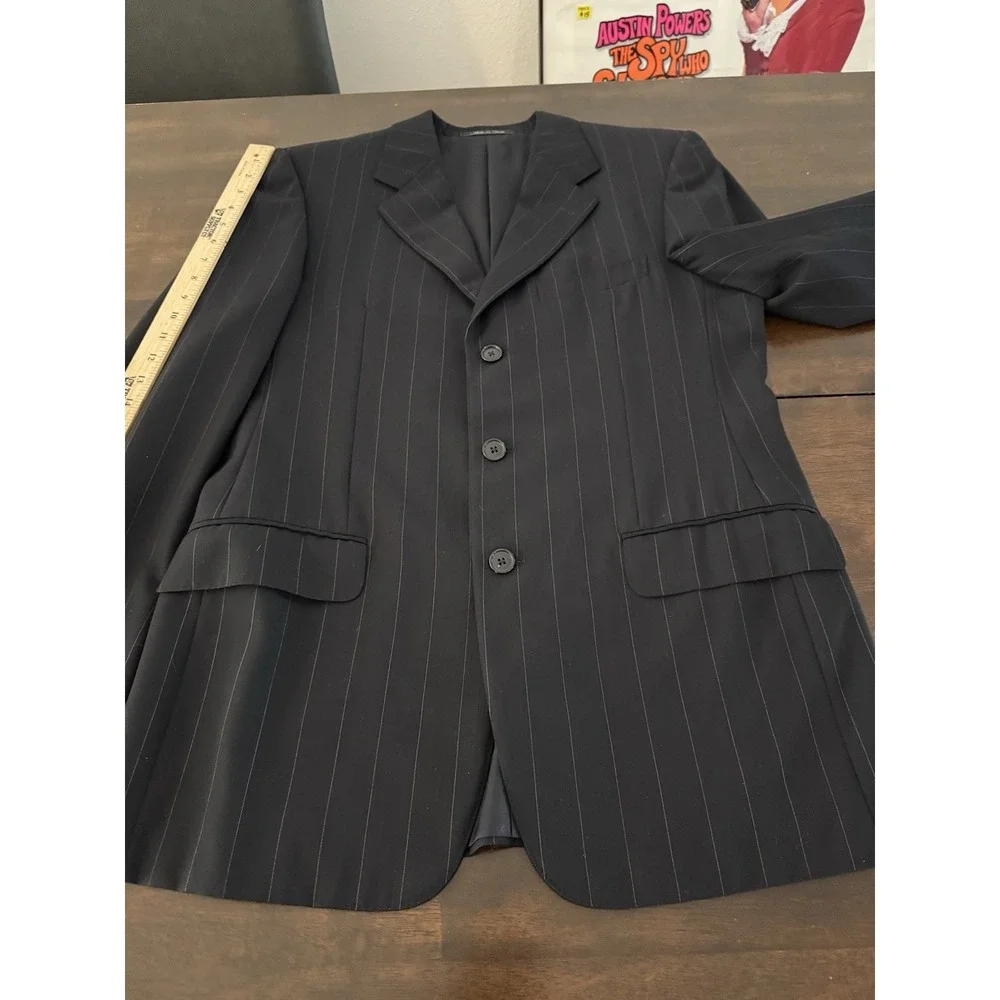 Ermenegildo Zegna Mens Trofeo Wool Blazer 48R (Fits 42R) Navy Pinstripe Boyds